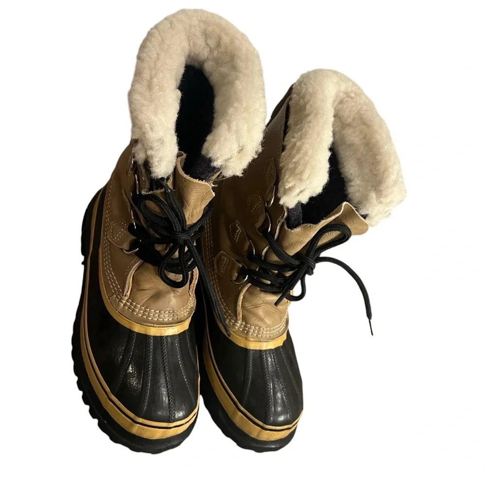 SOREL Caribou Waterproof Sherpa Wool Heavy Snow Winter Duck Boots unisex M7 W9